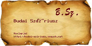 Budai Szíriusz névjegykártya